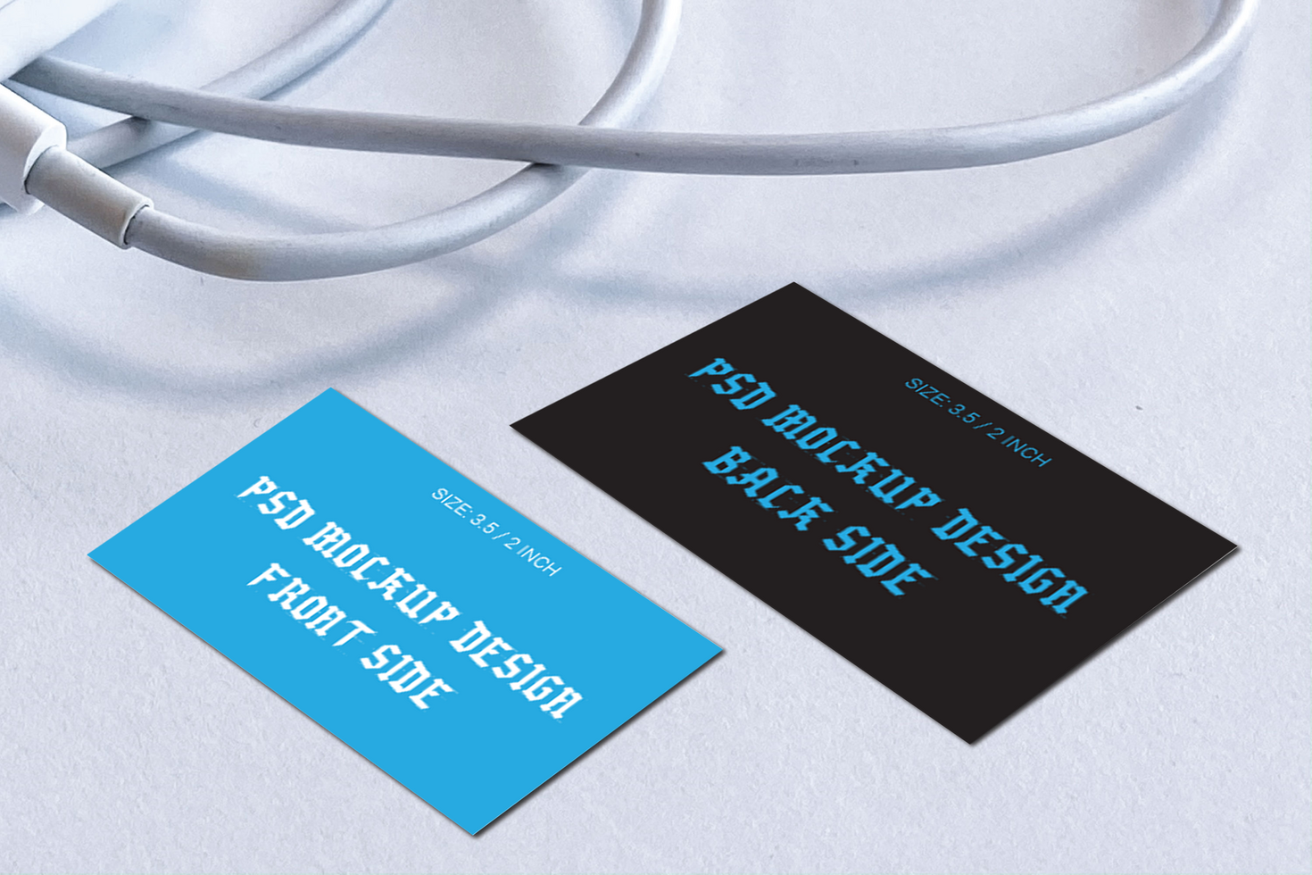 Double Sided business card and thank you card PSD mockup file