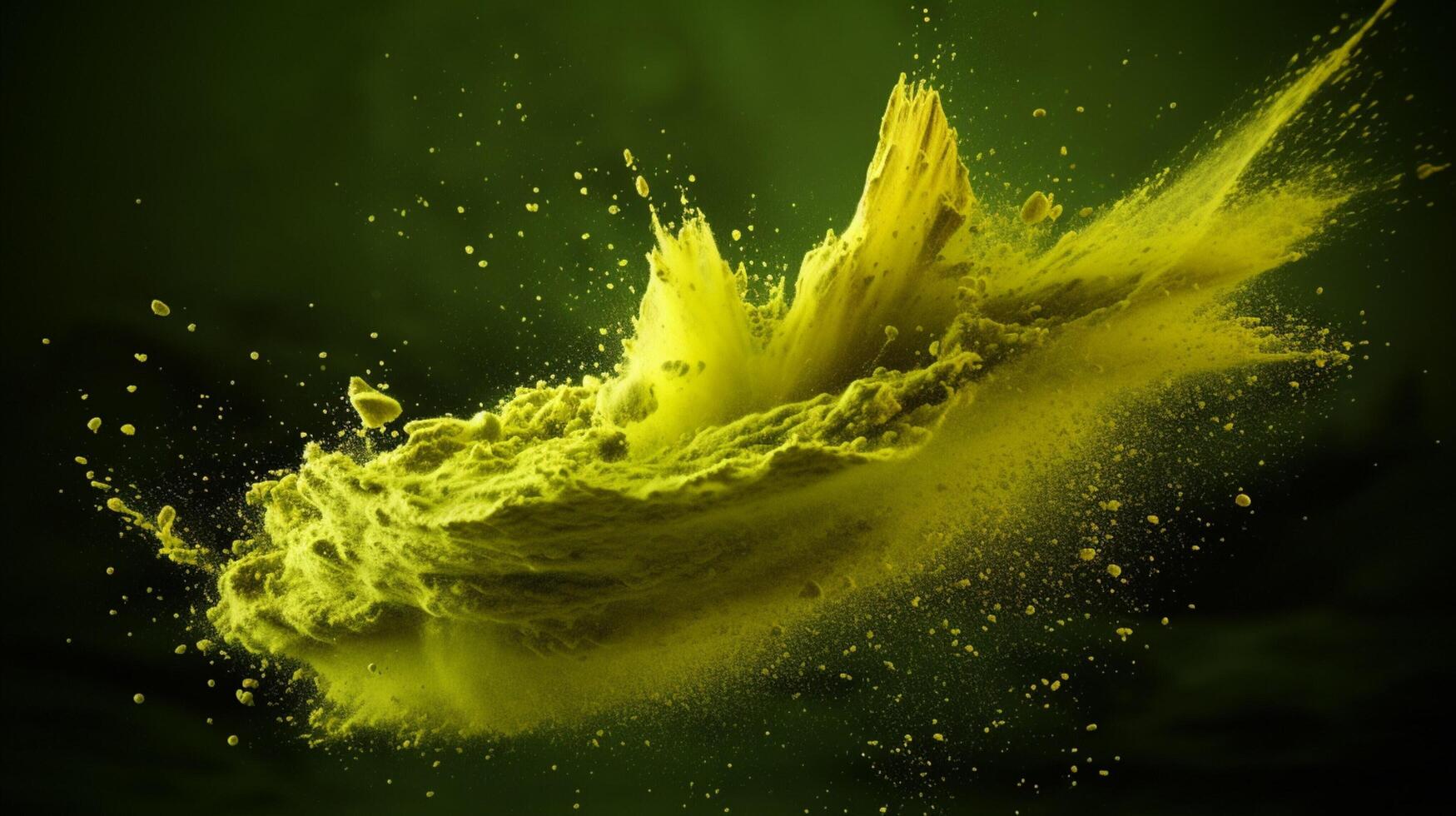 AI generated Olive color powder splash background photo