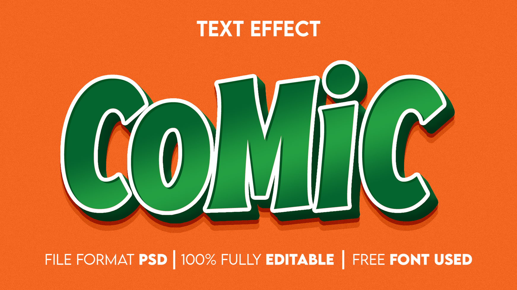 Comic 3d editable text effect psd