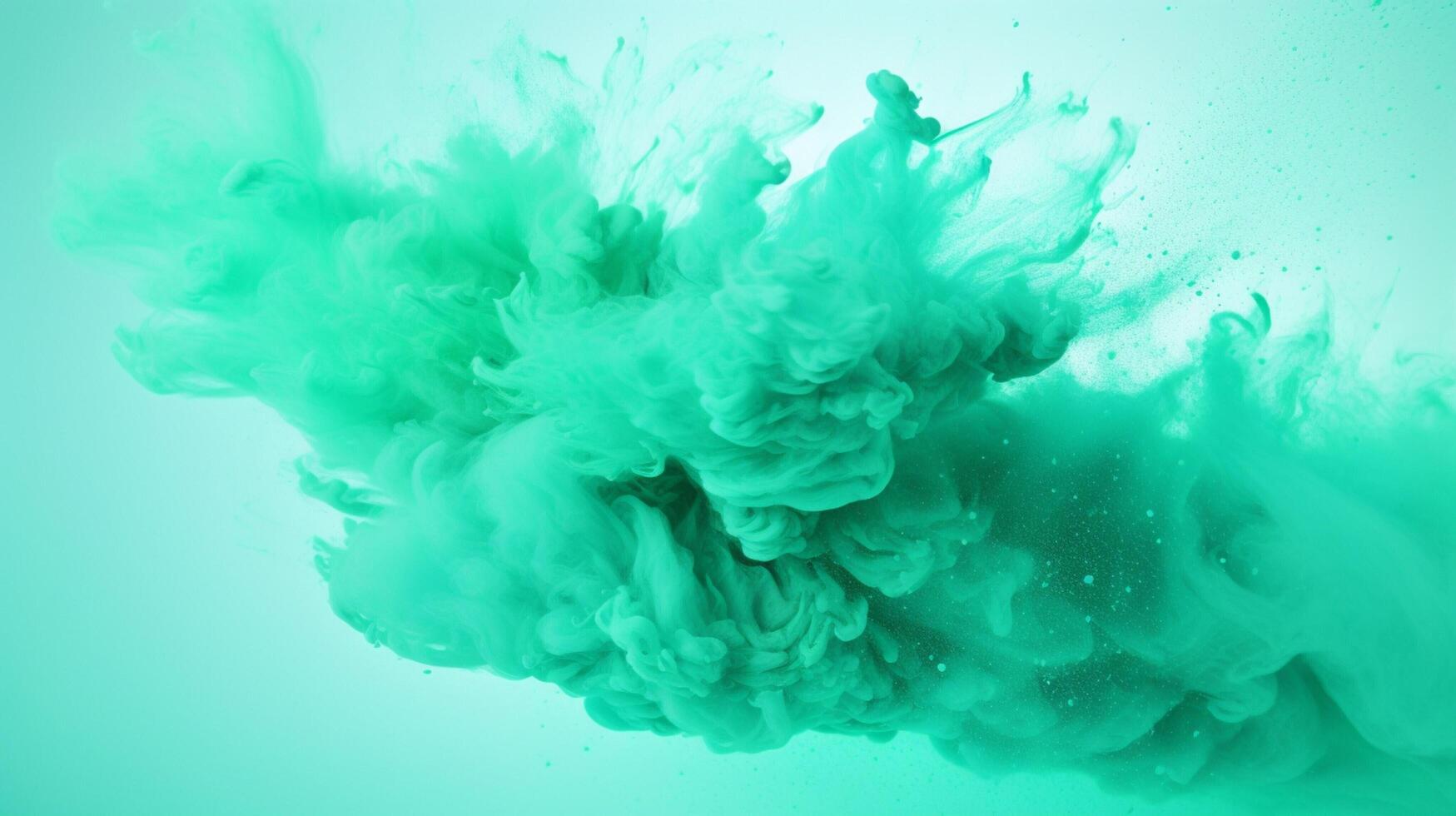 AI generated Mint color powder splash background photo