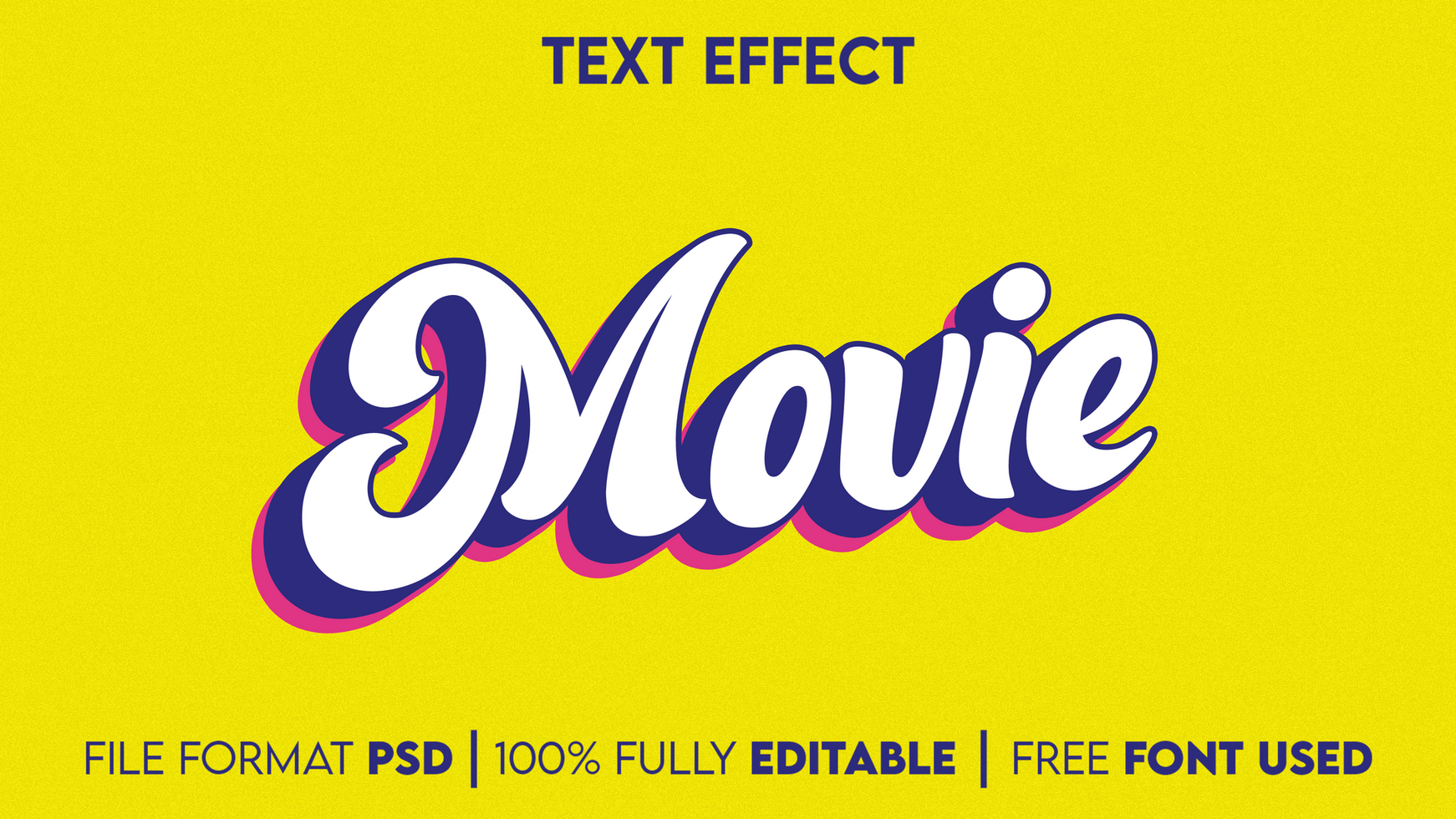 Movie 3d editable text effect psd