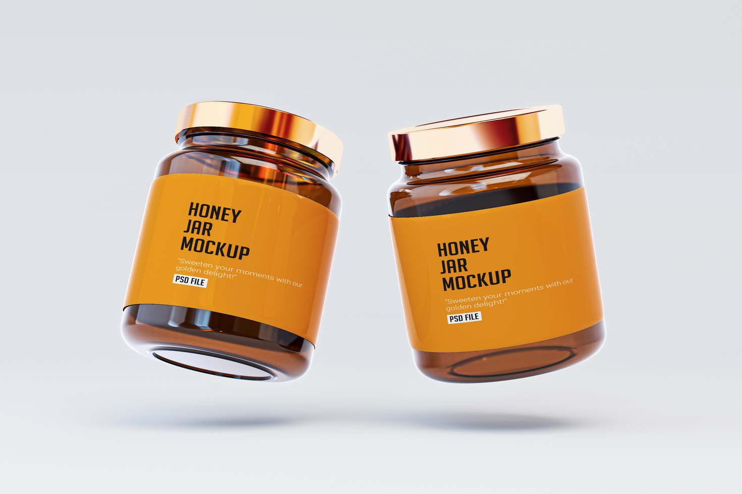 two floating honey jar mockup psd