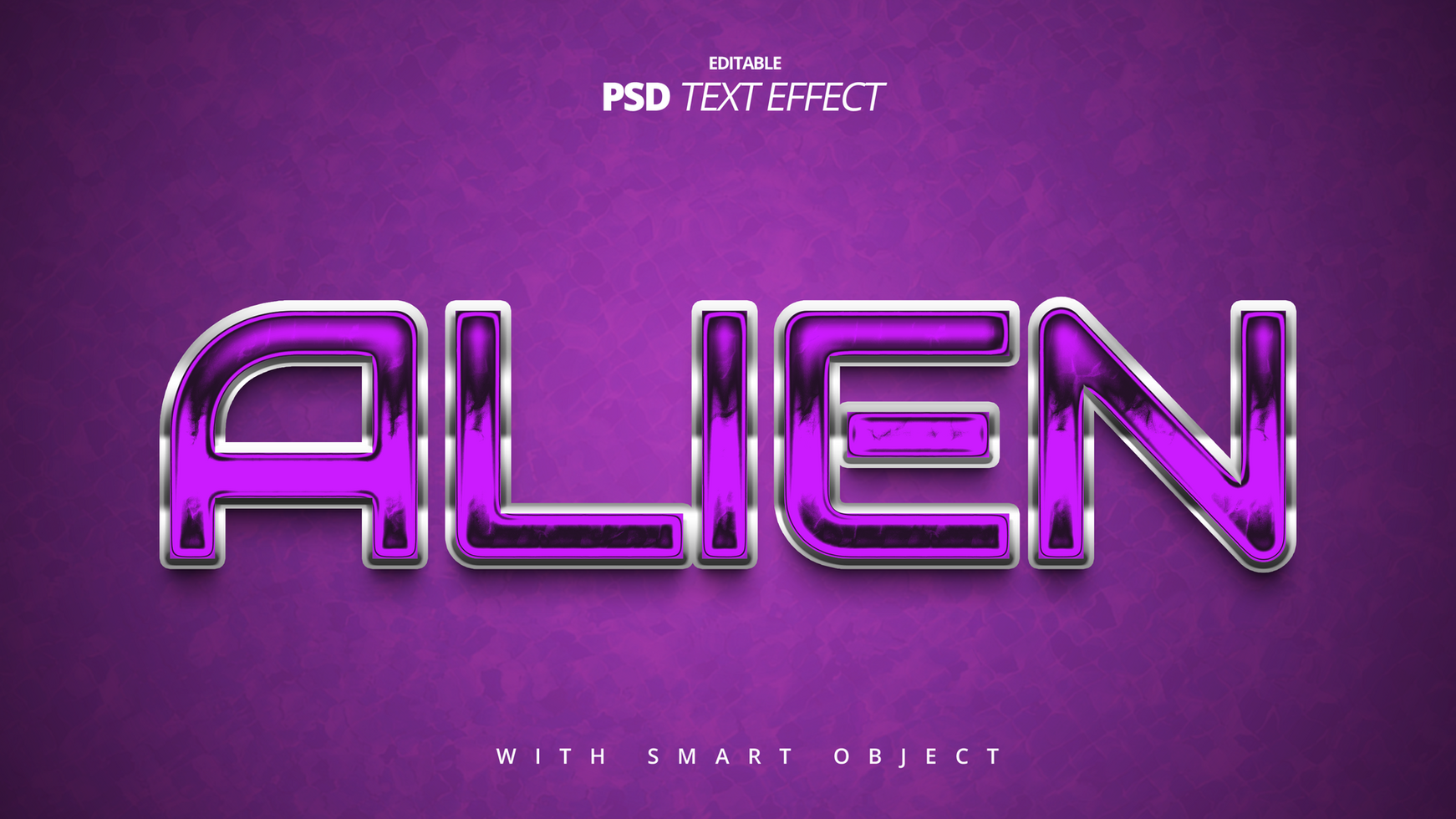 Alien movie title purple text effect psd
