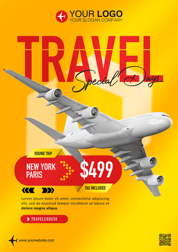 Travel special price flyer promo template psd