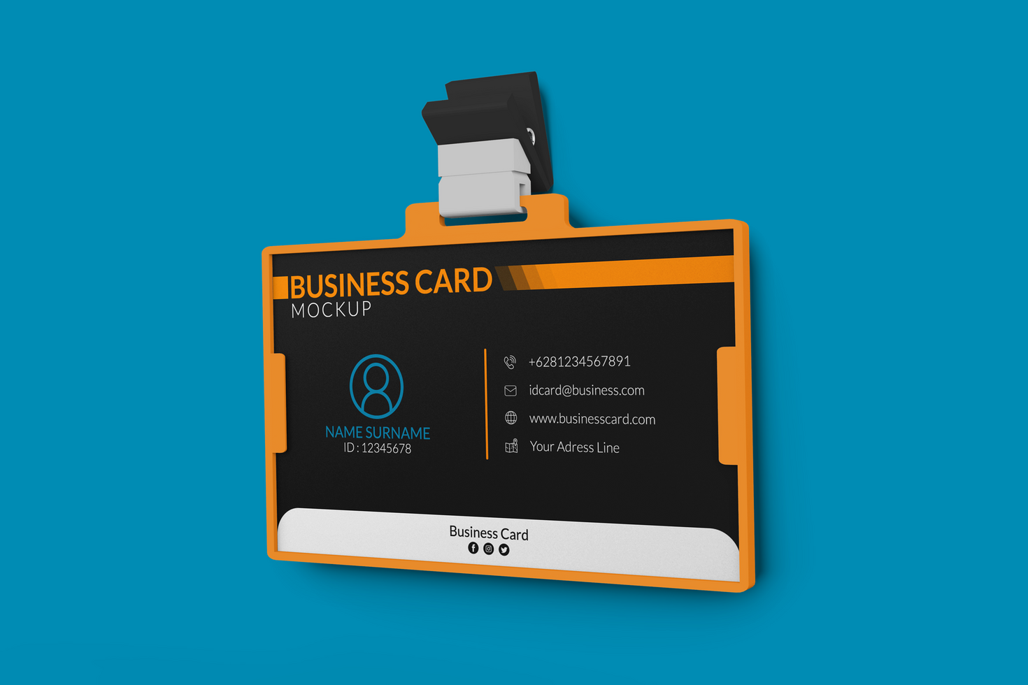 Mockup of business card in id holder psd