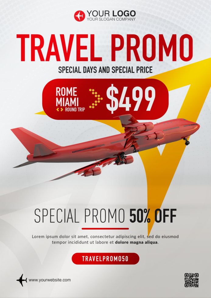 Travel promo flyer special days for travel agency psd
