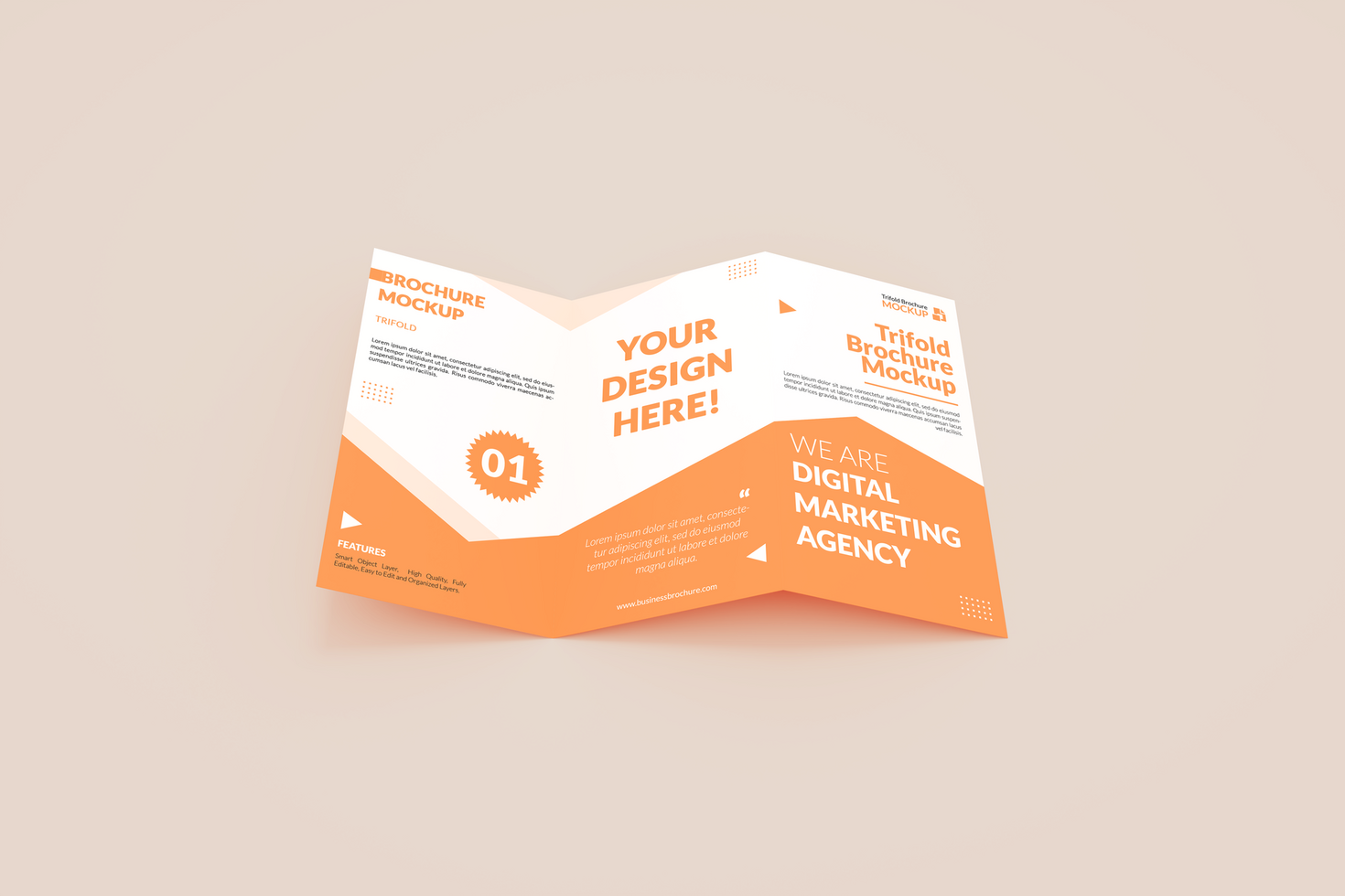 trifold brochure mockup psd