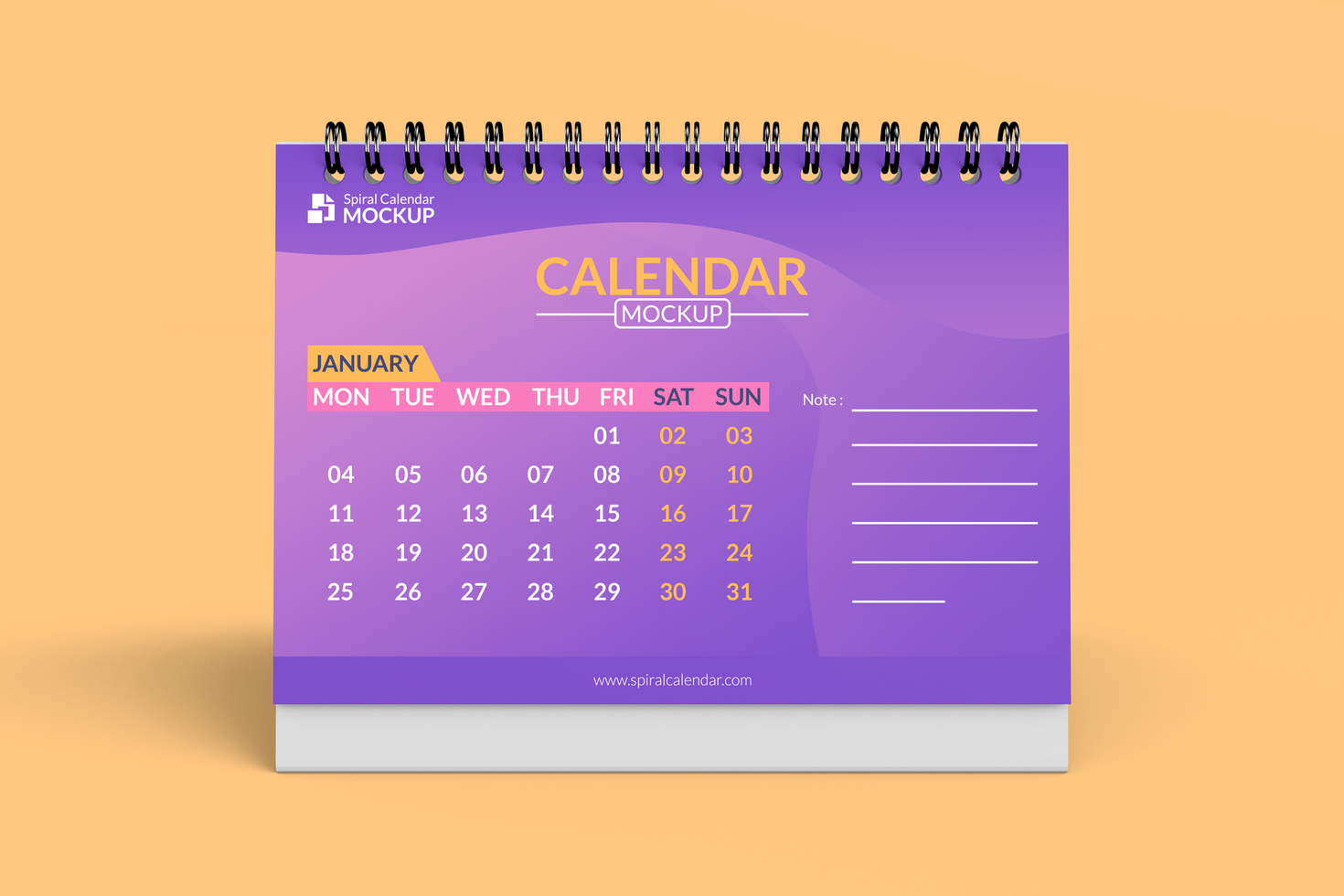 Elegant desk calendar left view mockup psd