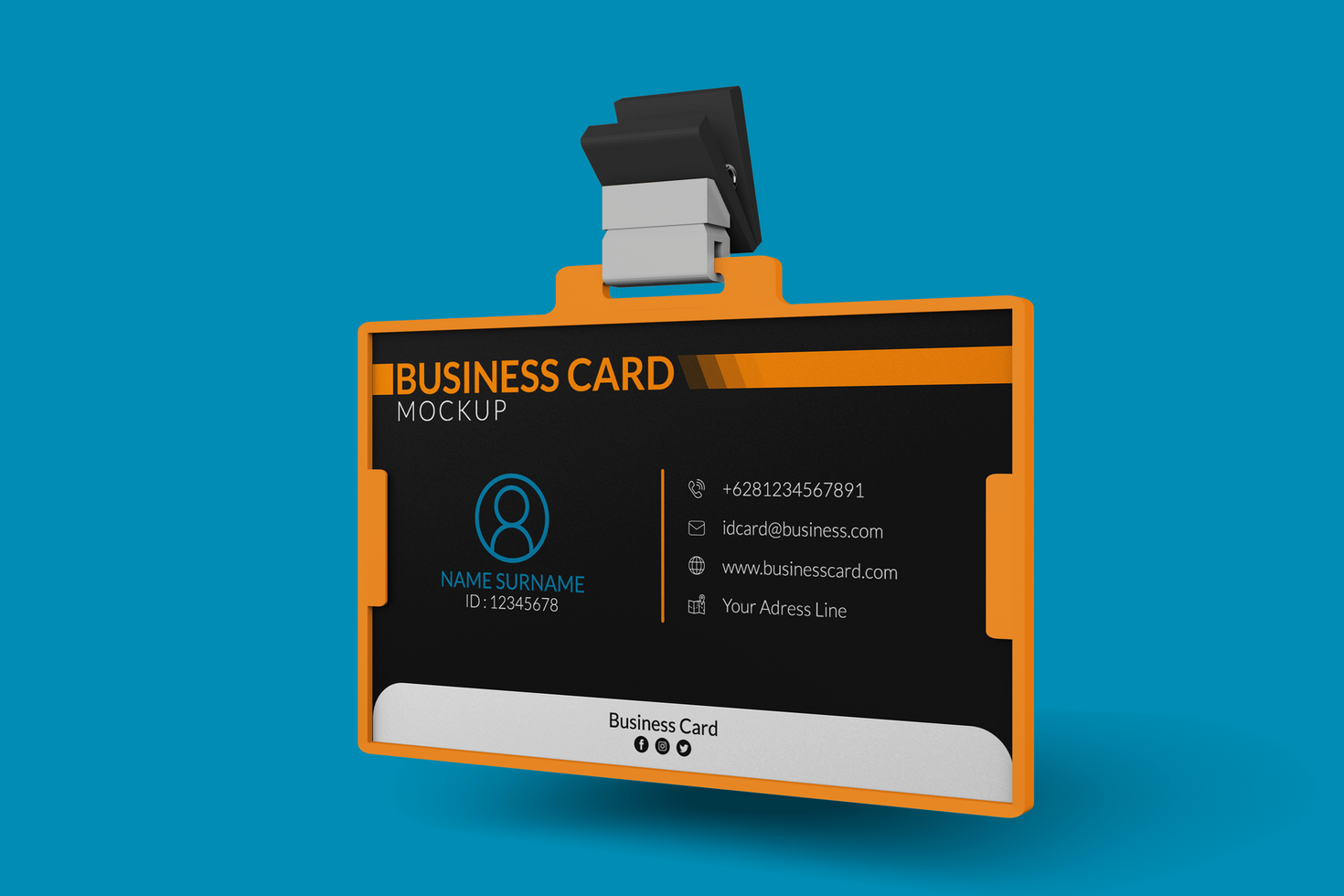 Mockup of business card in id holder psd