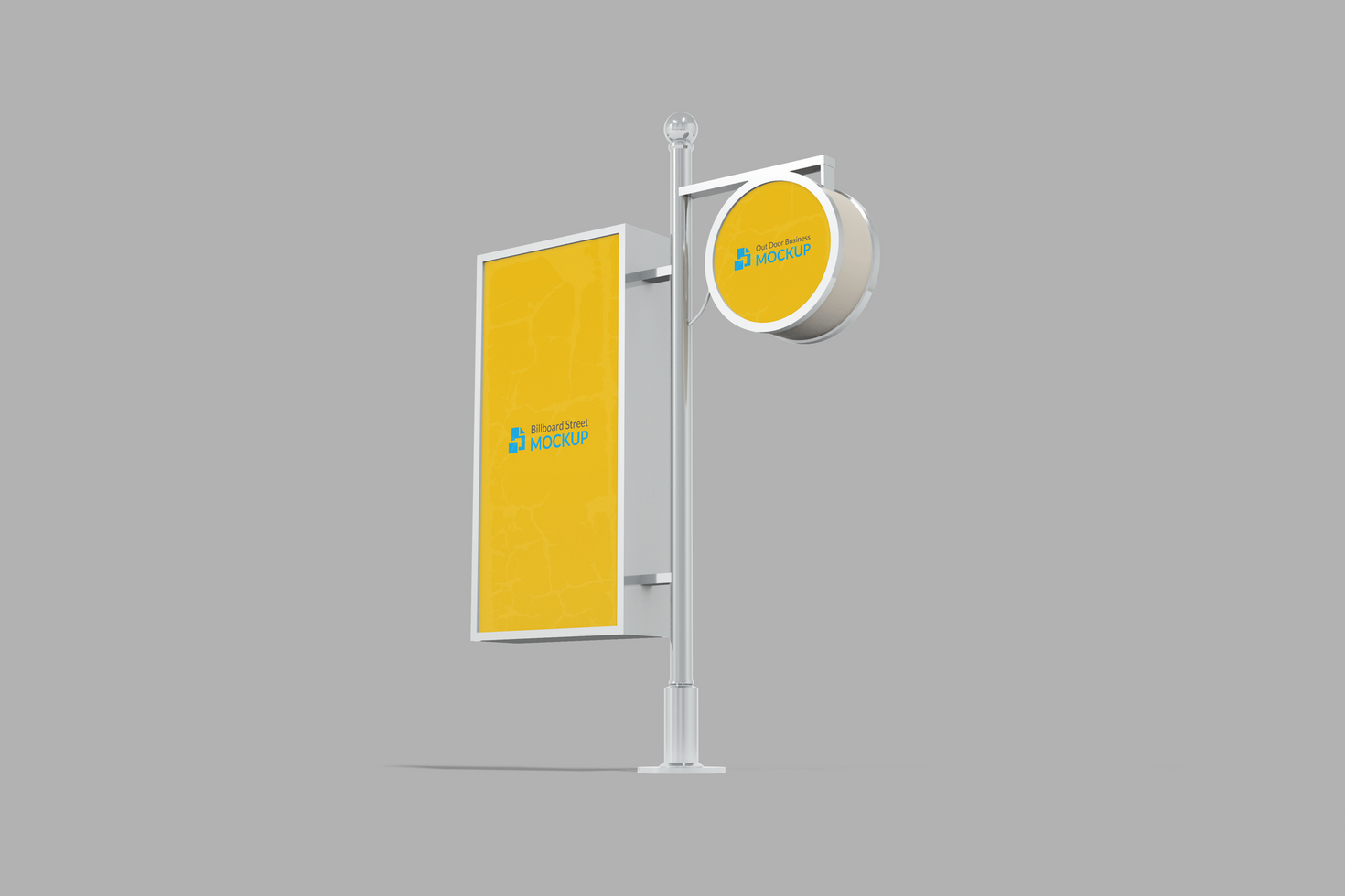 Logo mockup circle signboard and Billboard mockup with changeable background psd