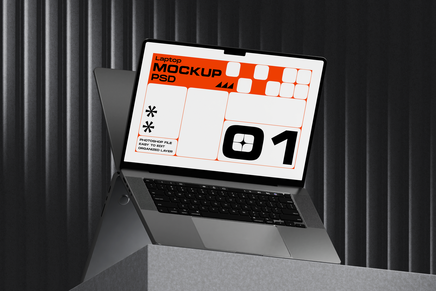 PSD mockup concept with smartphone and laptop screen in shadow