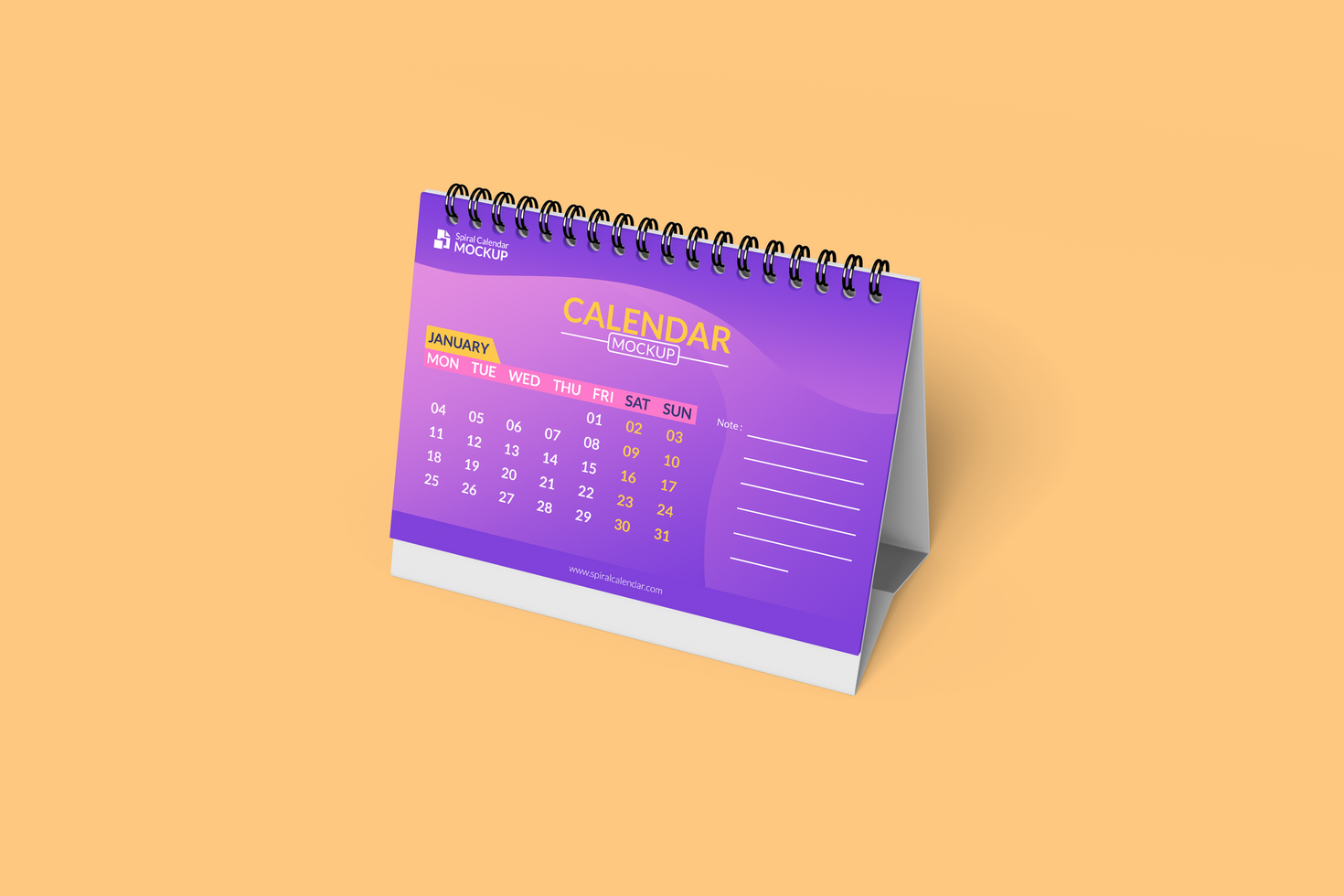 Elegant desk calendar left view mockup psd