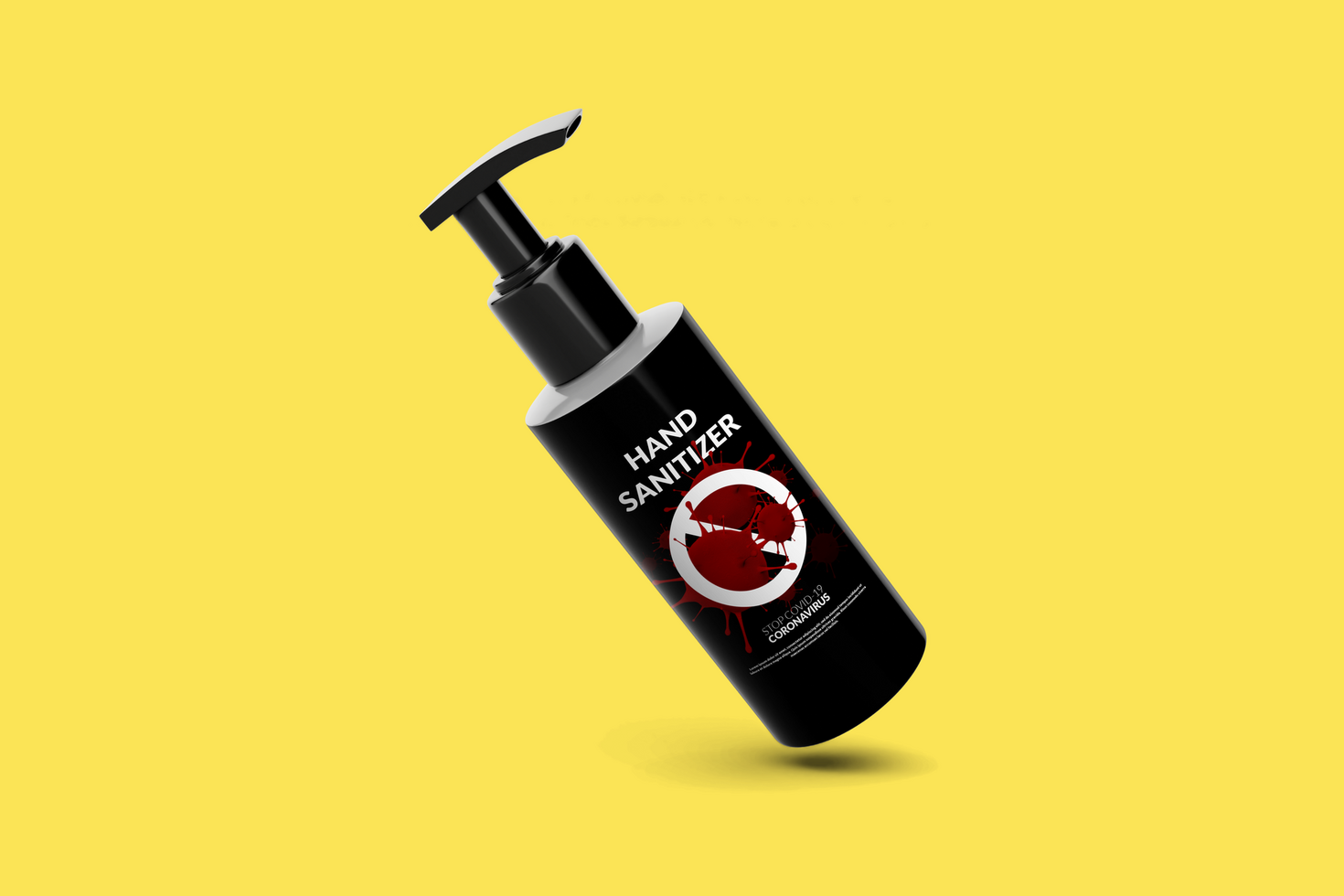 Bottle gel coronavirus realistic 3d rendering design psd