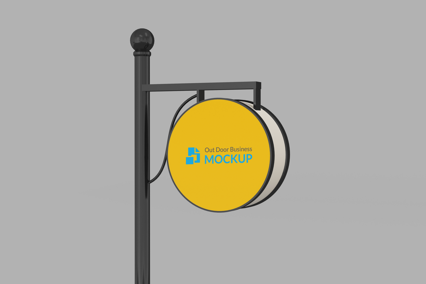 circle logo mockup hang sign with editable color in night environment psd