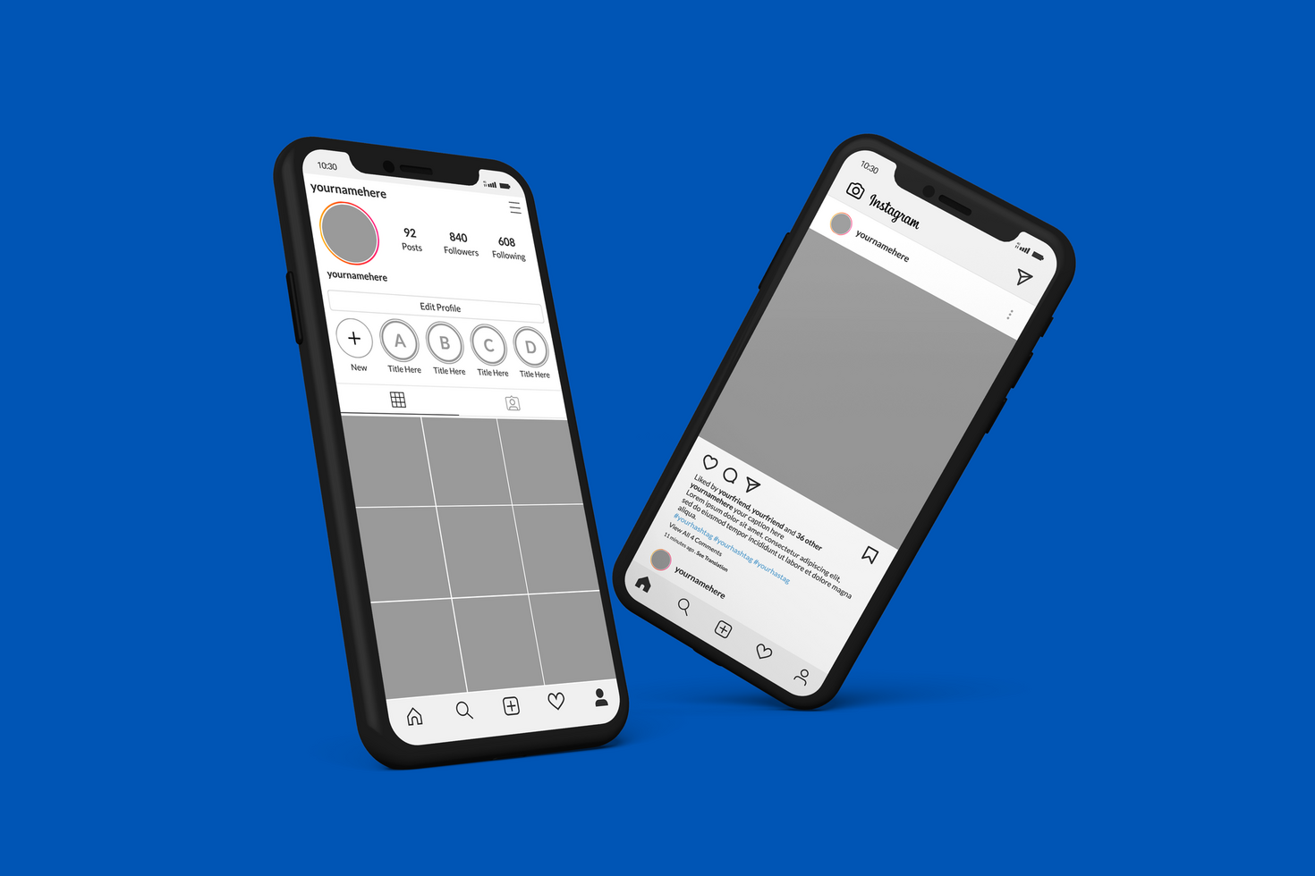 Smartphone mockups to display Instagram post template psd