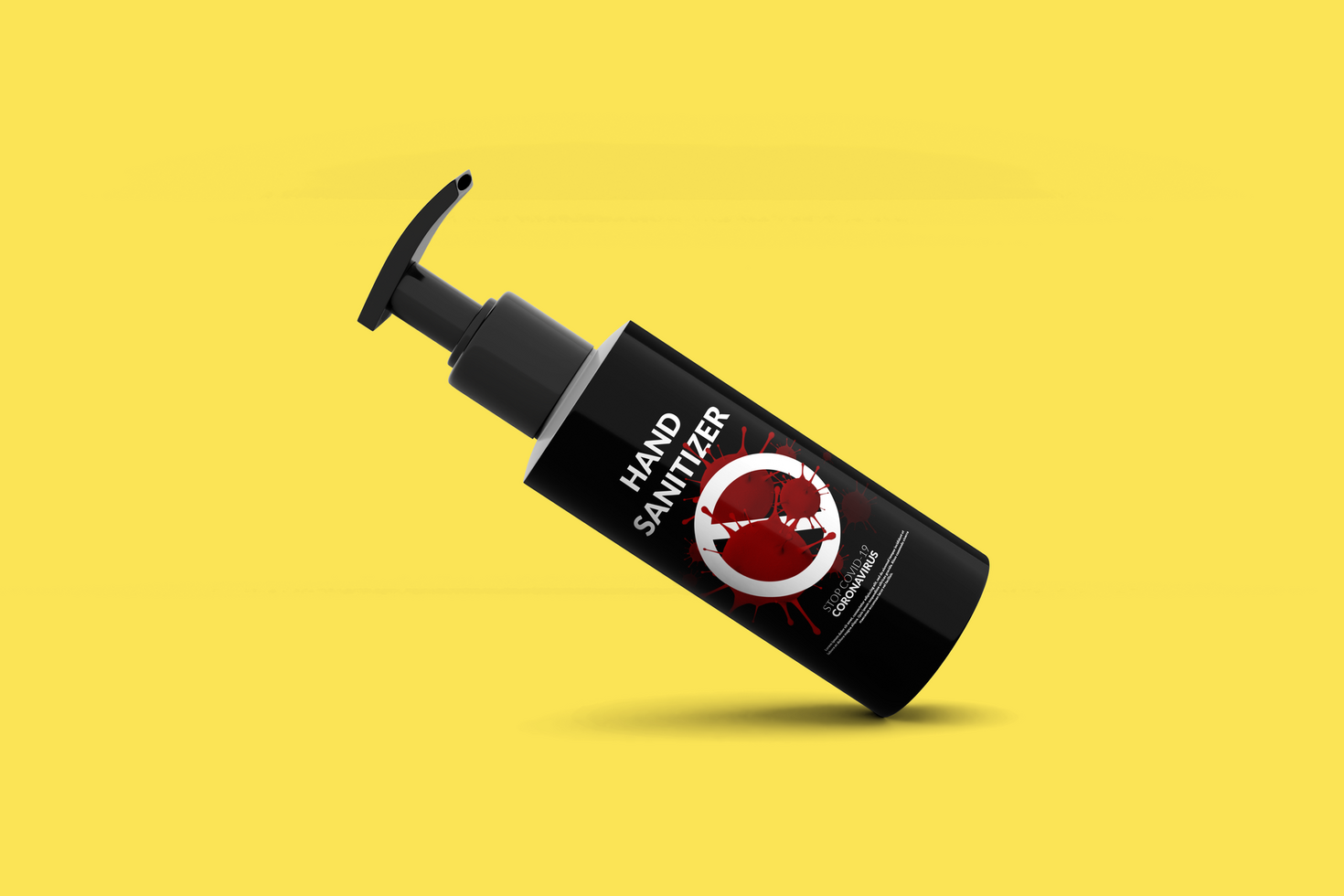 Bottle gel coronavirus realistic 3d rendering design psd
