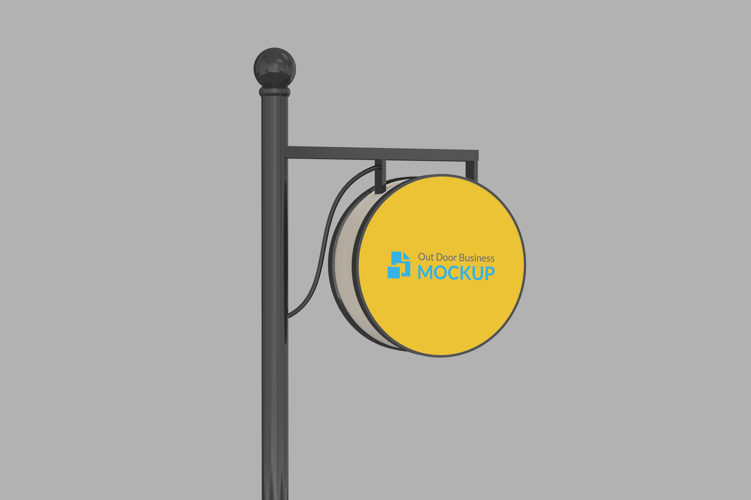 circle logo mockup hang sign with editable color in night environment psd