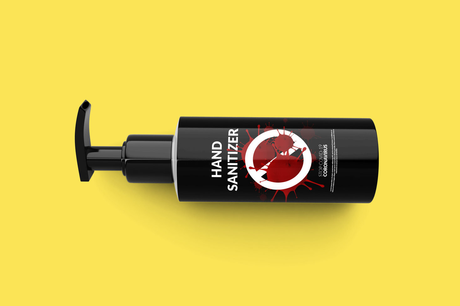 Bottle gel coronavirus realistic 3d rendering design psd