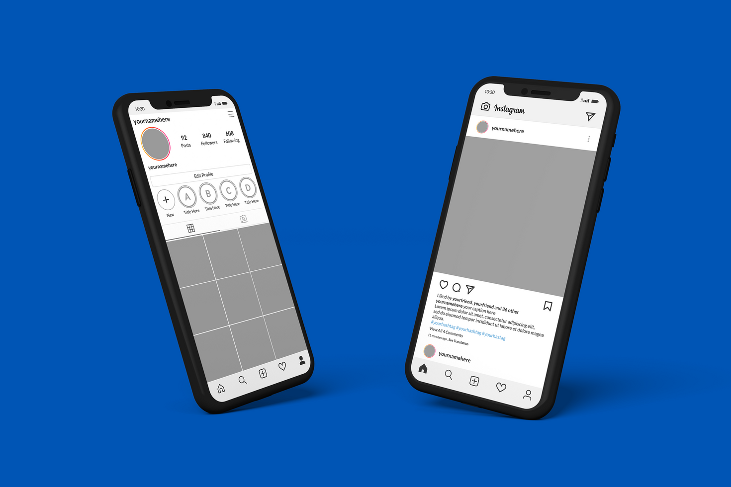 Smartphone mockups to display Instagram post template psd