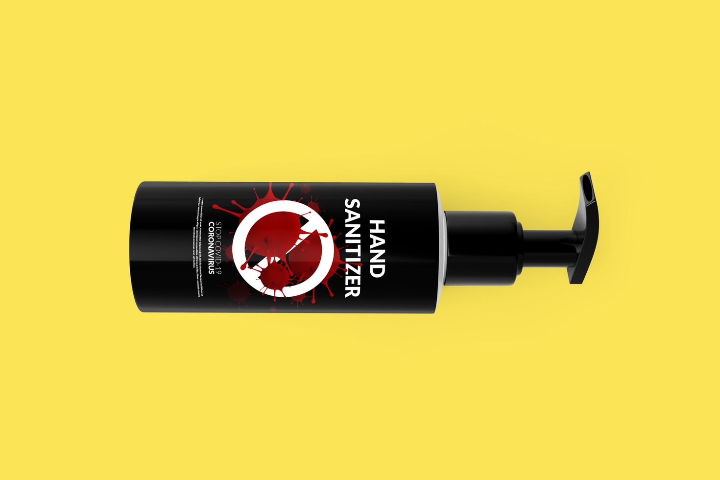 Bottle gel coronavirus realistic 3d rendering design psd