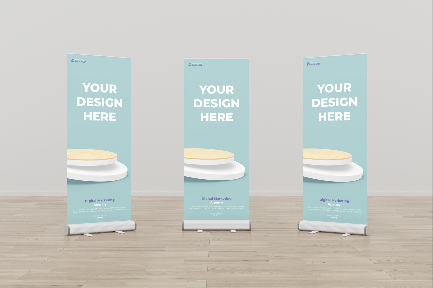 Roll up banner mockup display standee for presentation purpose psd