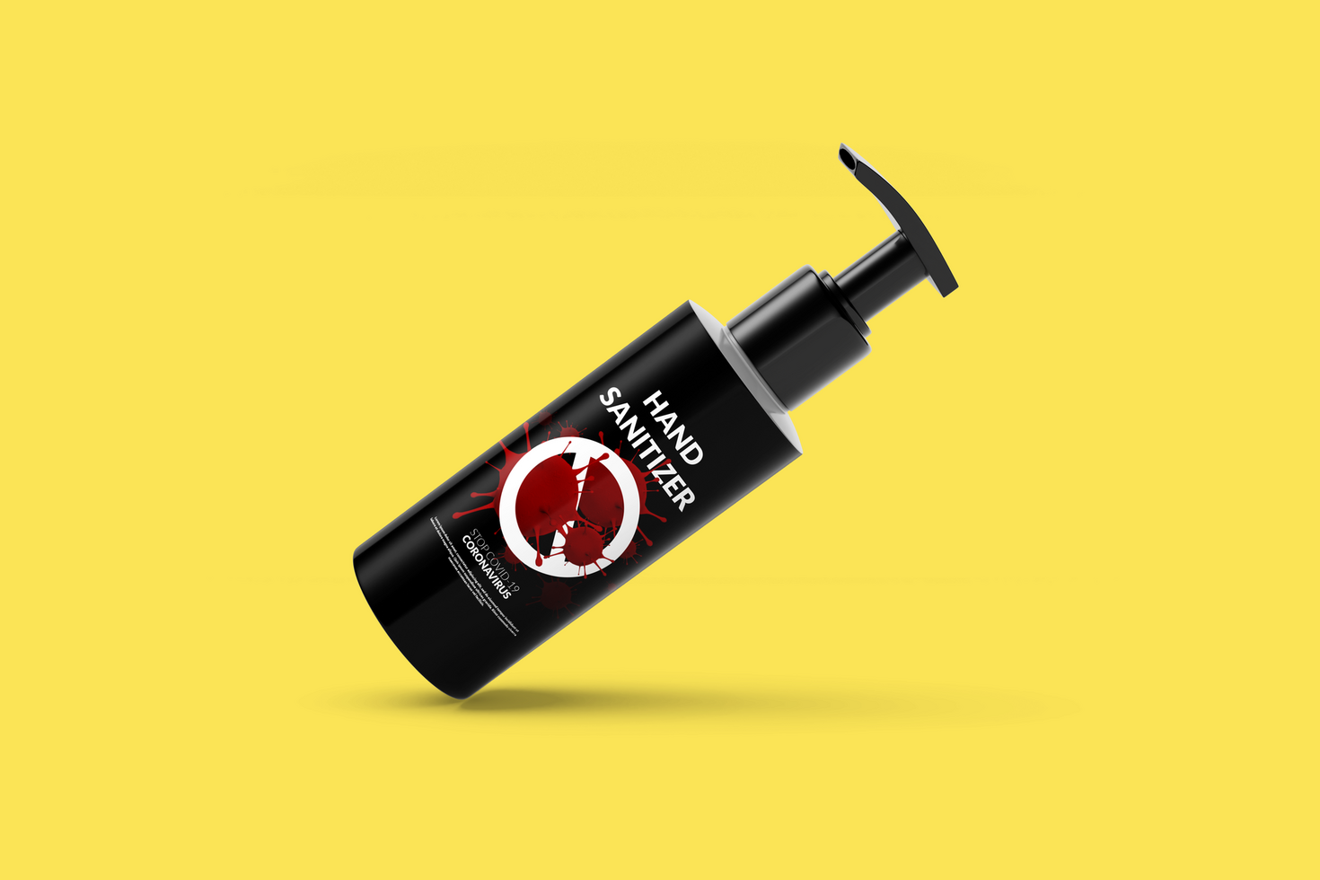 Bottle gel coronavirus realistic 3d rendering design psd