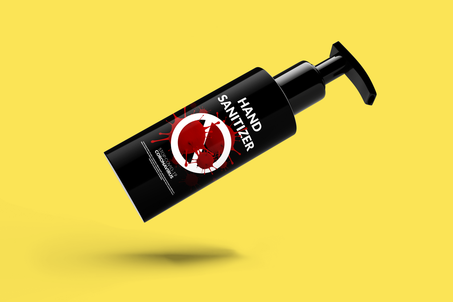Bottle gel coronavirus realistic 3d rendering design psd