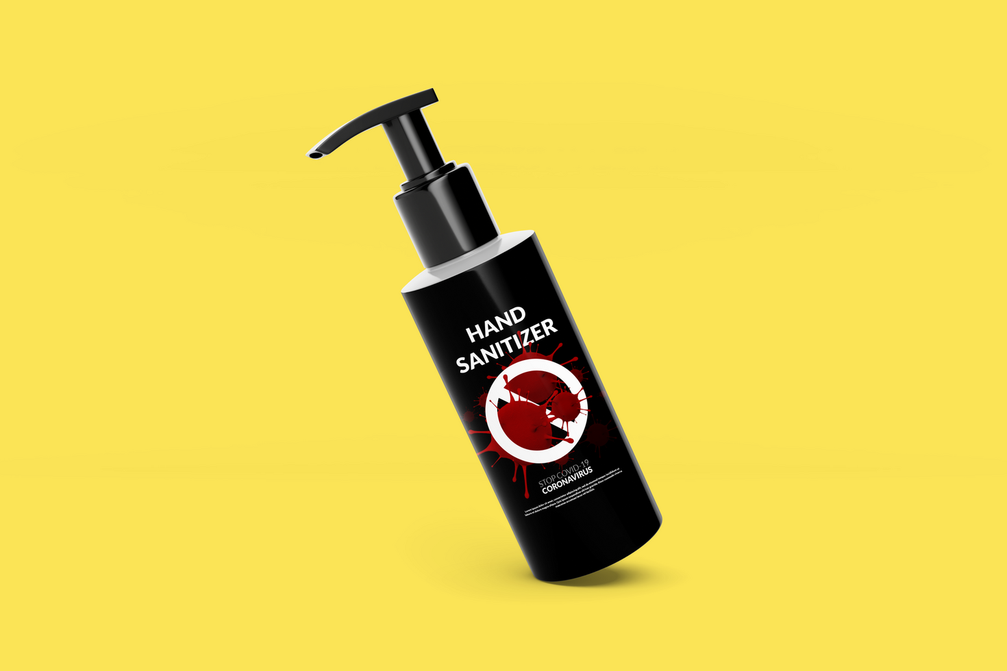 Bottle gel coronavirus realistic 3d rendering design psd