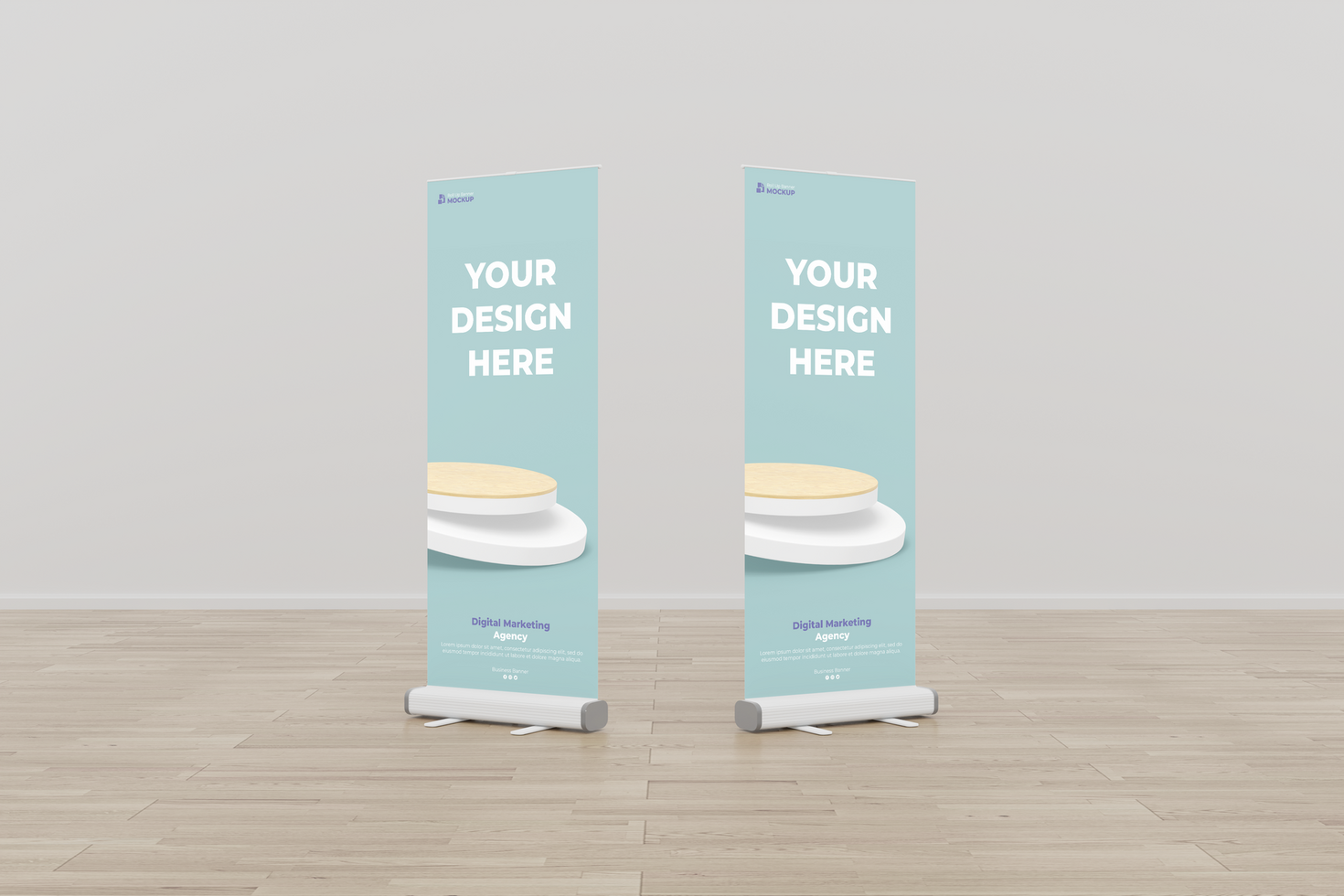 Roll up banner mockup display standee for presentation purpose psd