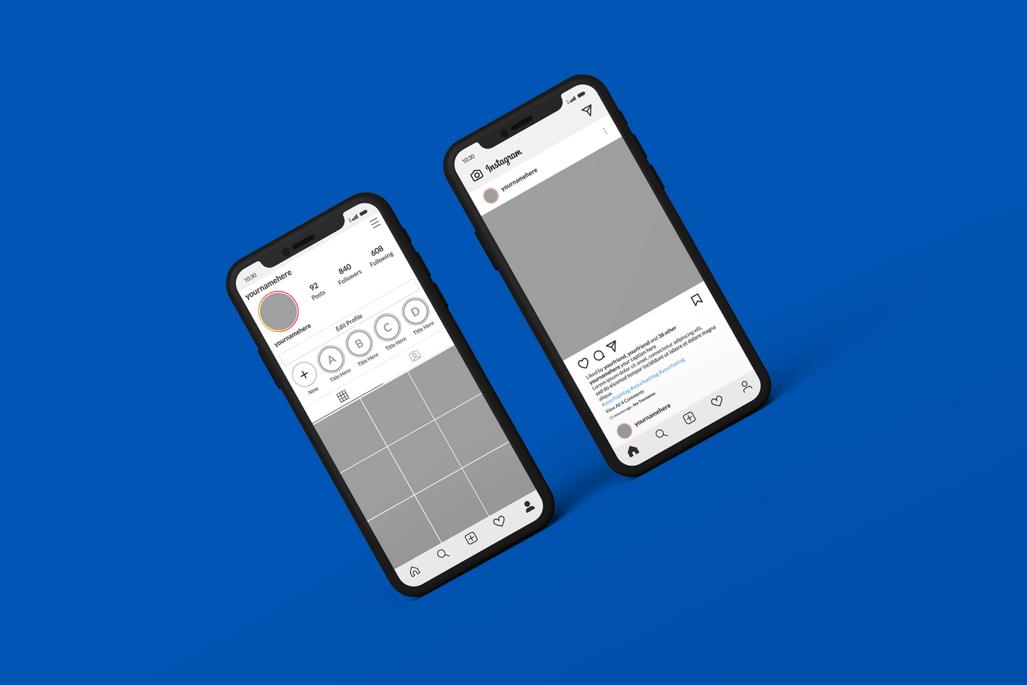 Smartphone mockups to display Instagram post template psd