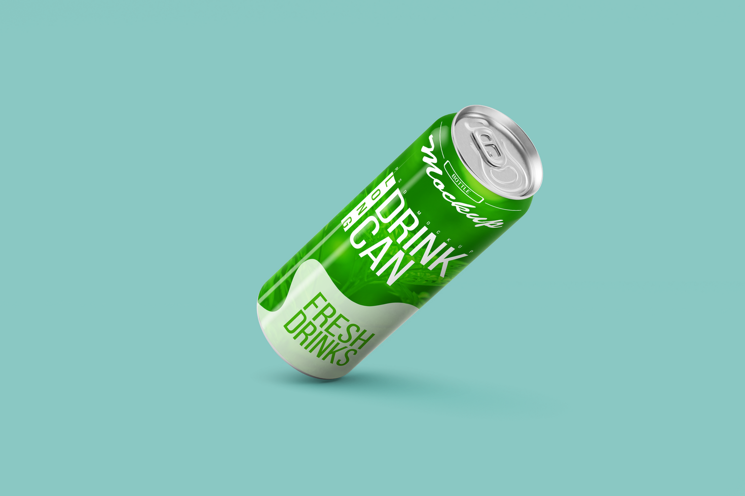 Changeable modern floating left long aluminium drink can mock ups design template Premium Psd