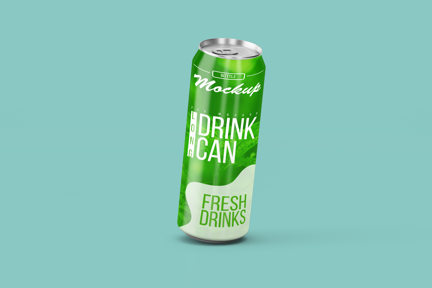 Changeable modern floating left long aluminium drink can mock ups design template Premium Psd