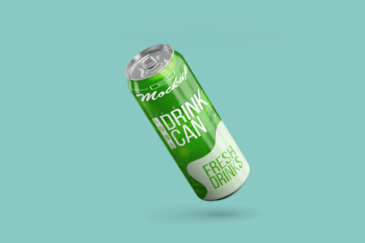 Changeable modern floating left long aluminium drink can mock ups design template Premium Psd