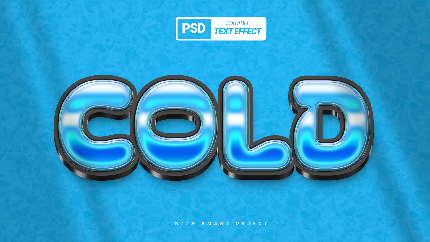 Blue 3d ice freeze text effect design psd
