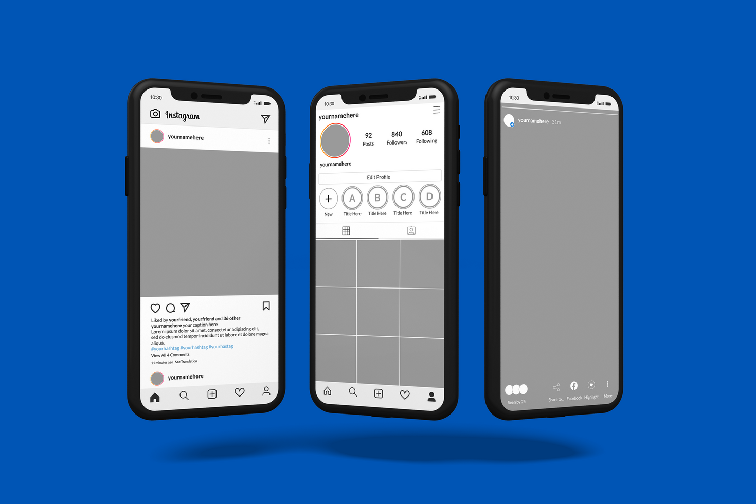 smartphone mockup per Schermo instagram inviare modello psd