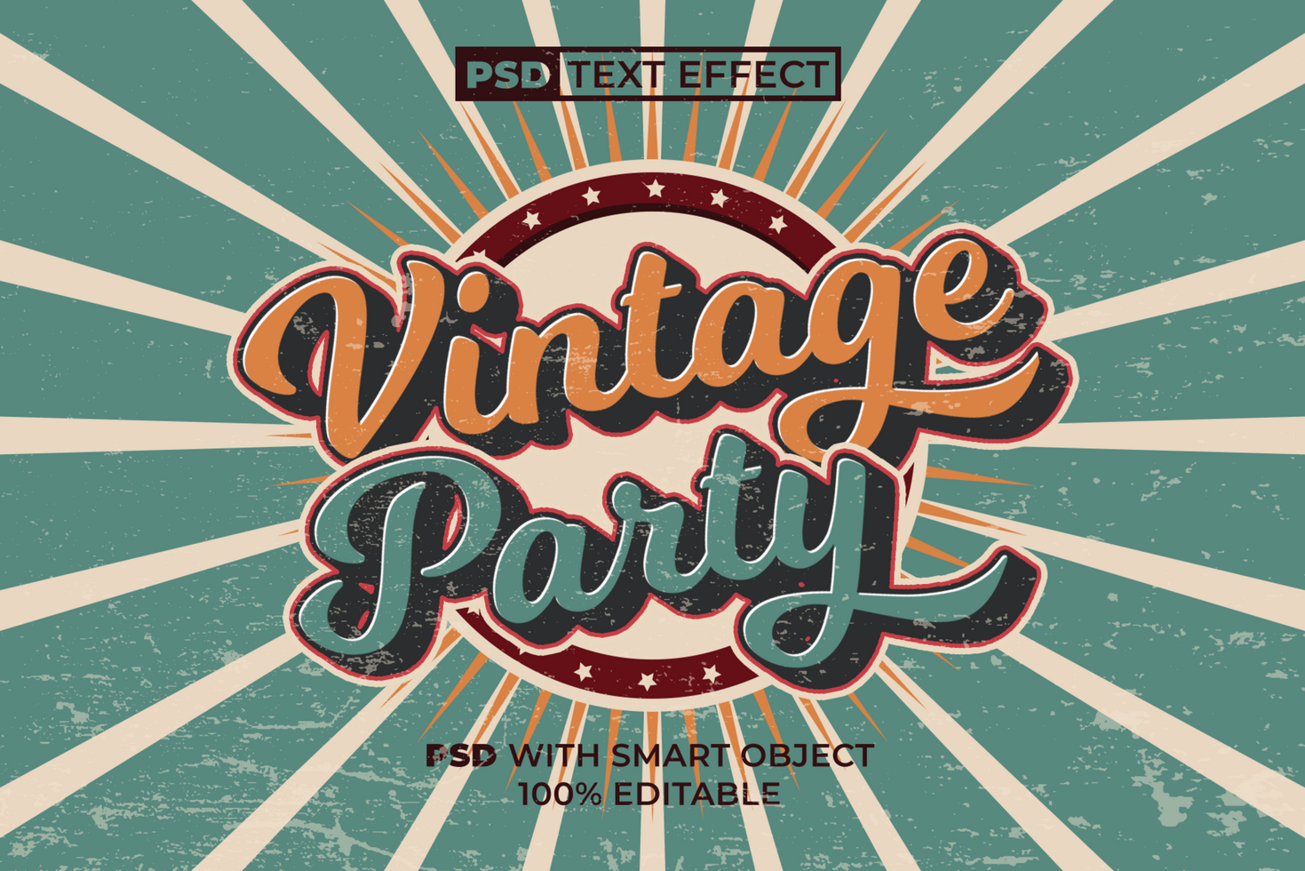 Vintage Text Effect Retro Style. Editable Text Effect. psd