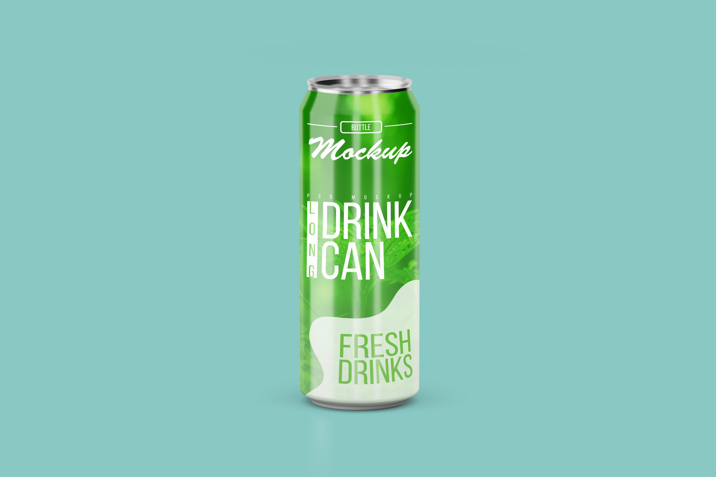 Changeable modern floating left long aluminium drink can mock ups design template Premium Psd