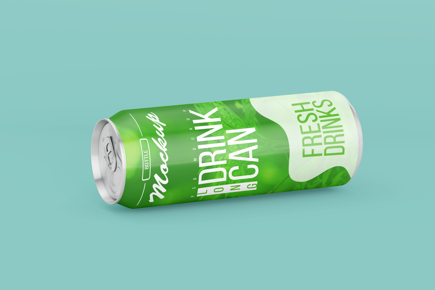 Changeable modern floating left long aluminium drink can mock ups design template Premium Psd