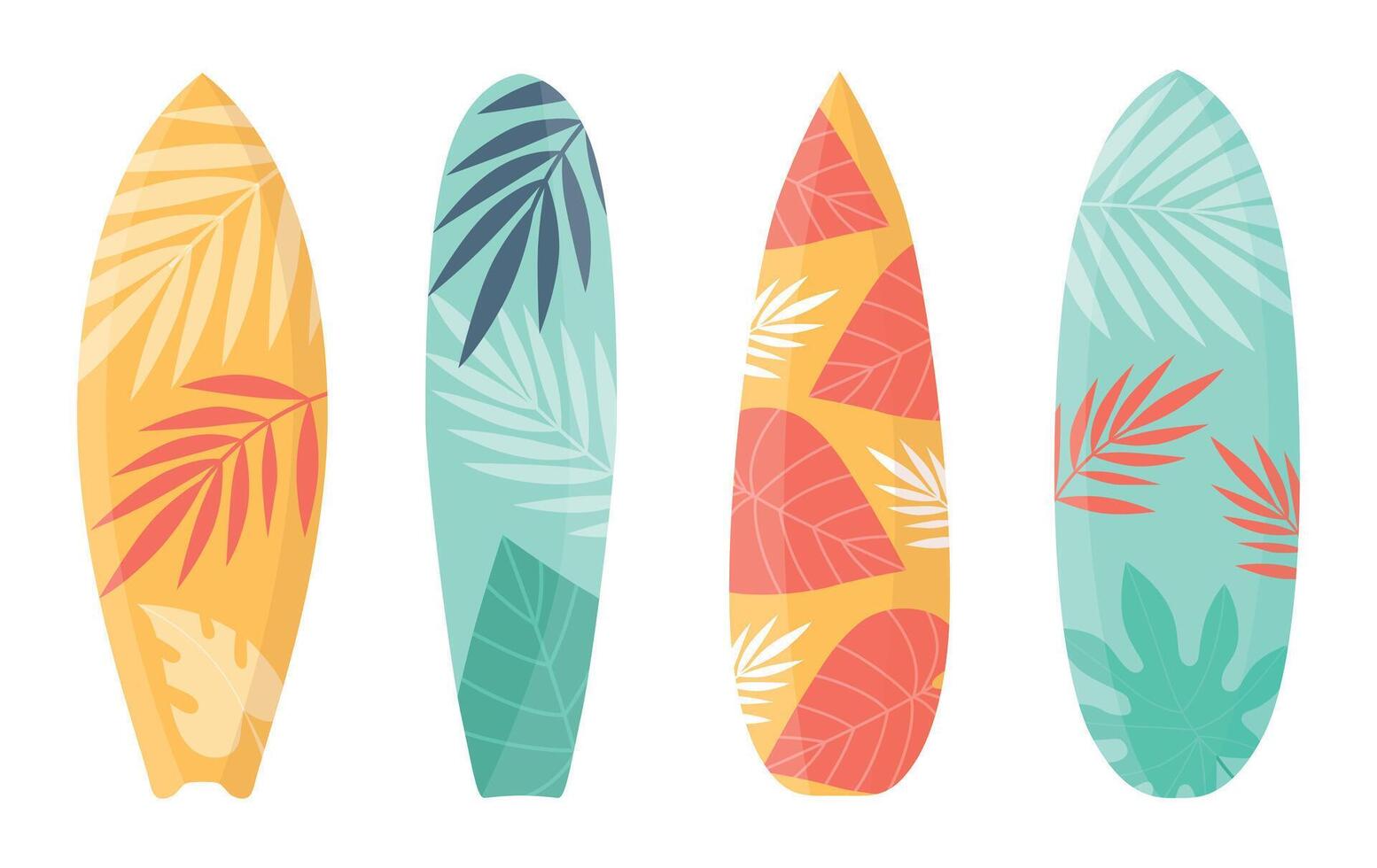 Cartoon surfing board collection for surf on wave vector