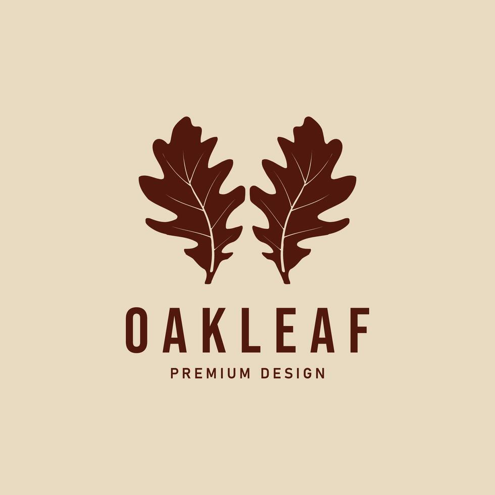autumn oak leaf vintage logo design template, natural logo vector illustration design graphic