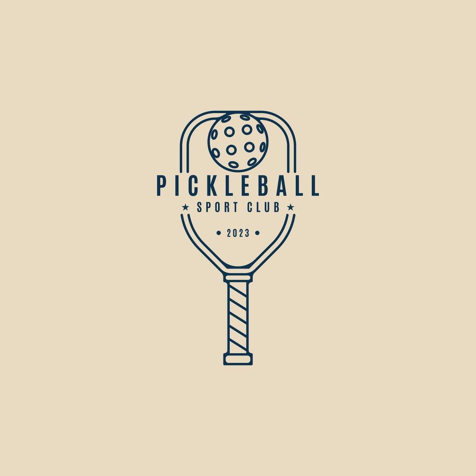 pickle ball logo line art graphic template idea vector minimalist illustration design