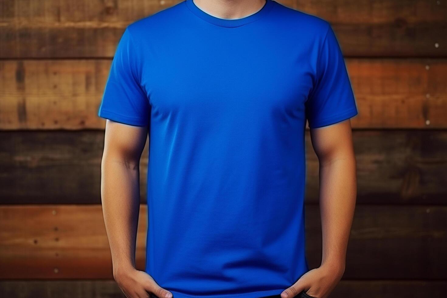 AI generated Classic Crewneck T-shirt mockup with model 10 photo