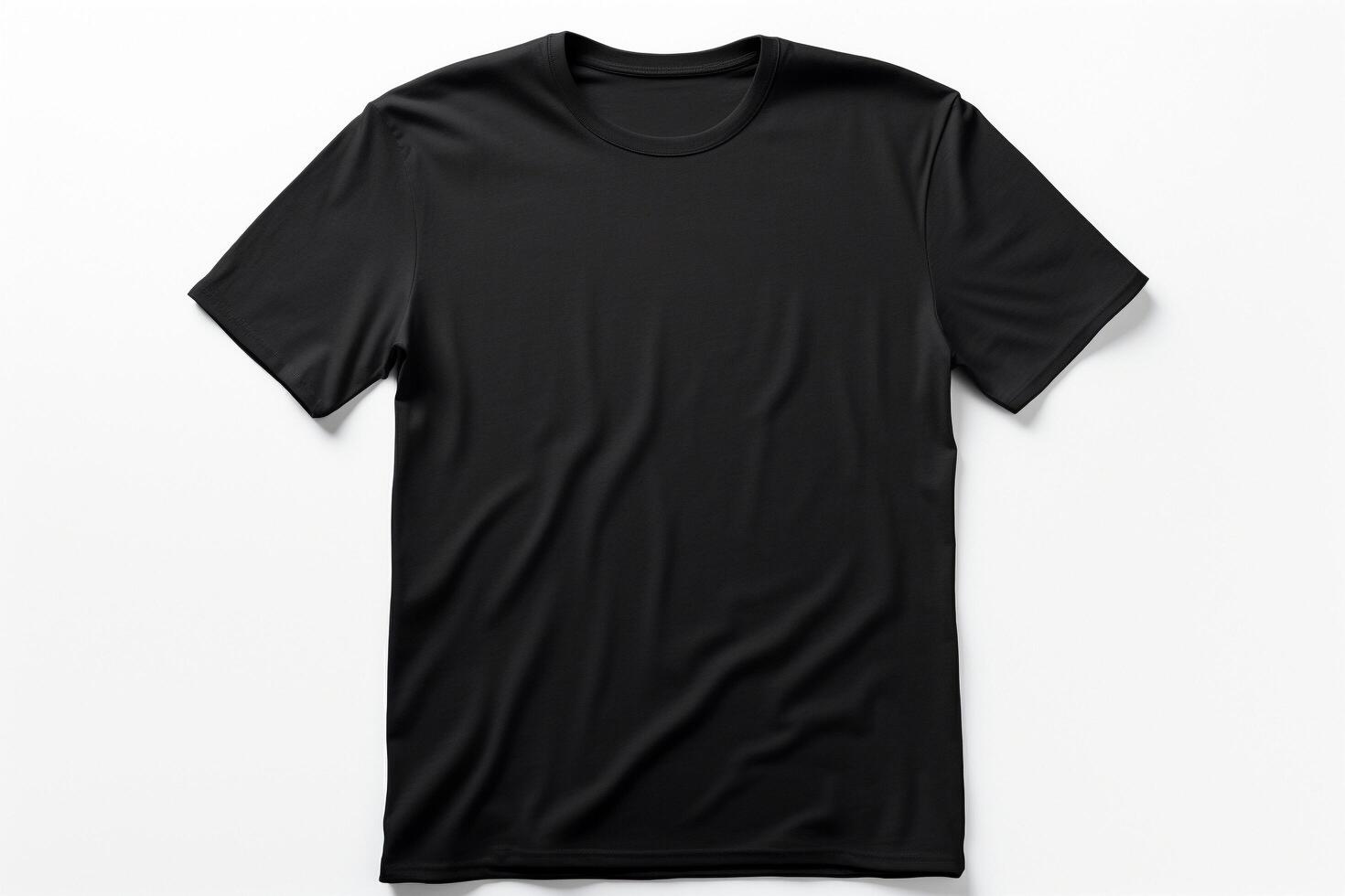 AI generated Black Classic Crewneck T-shirt mockup with model 6 photo