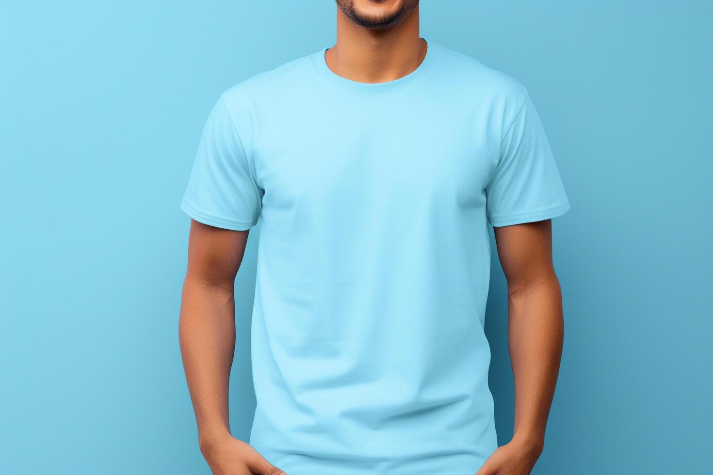 AI generated Classic Crewneck T-shirt mockup with model 24 photo