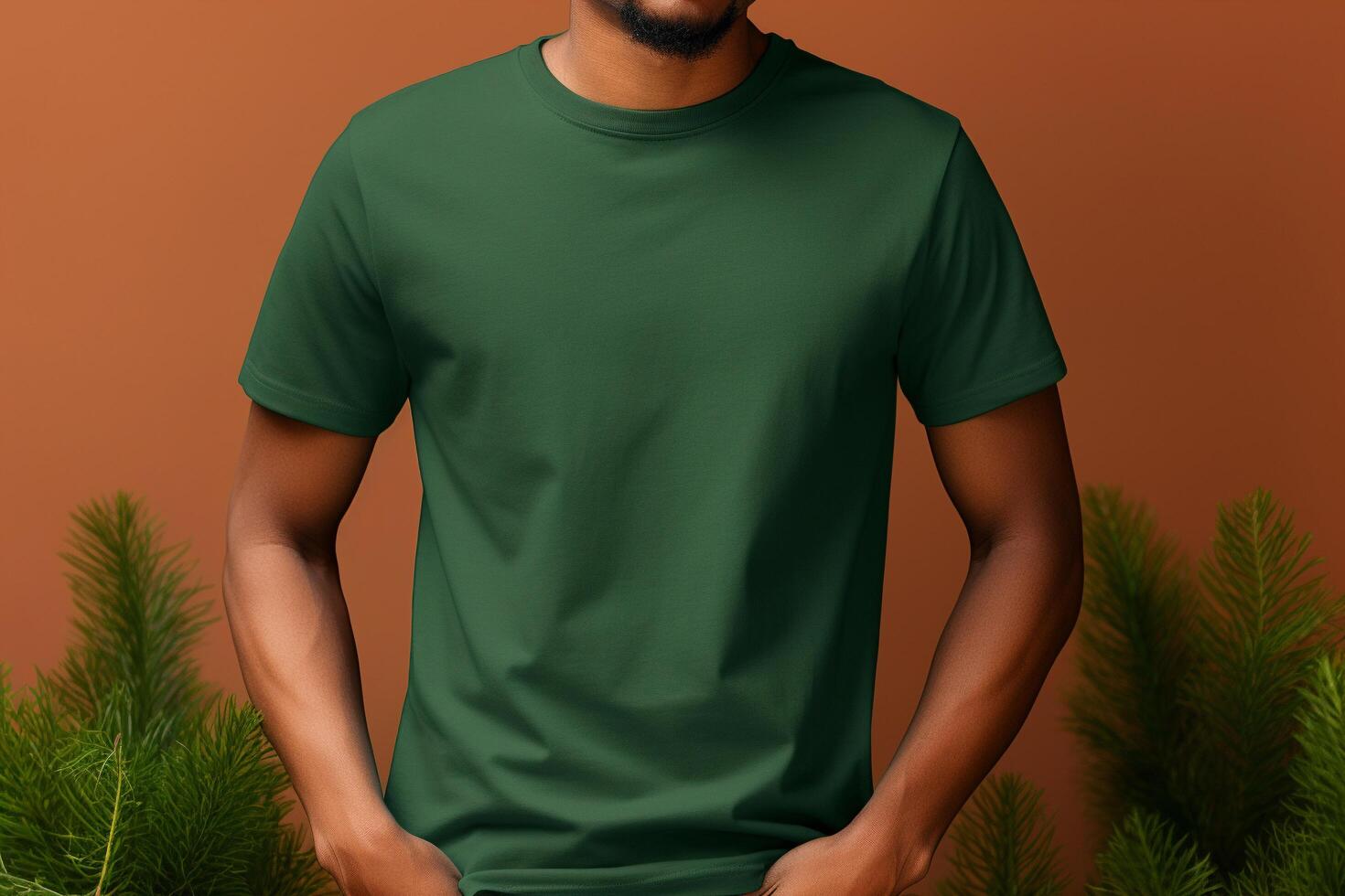 AI generated Classic Crewneck T-shirt mockup with model 50 photo