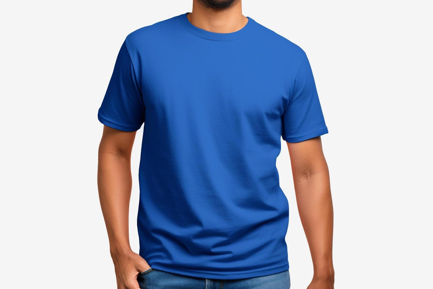 AI generated Classic Crewneck T-shirt mockup with model 9 photo