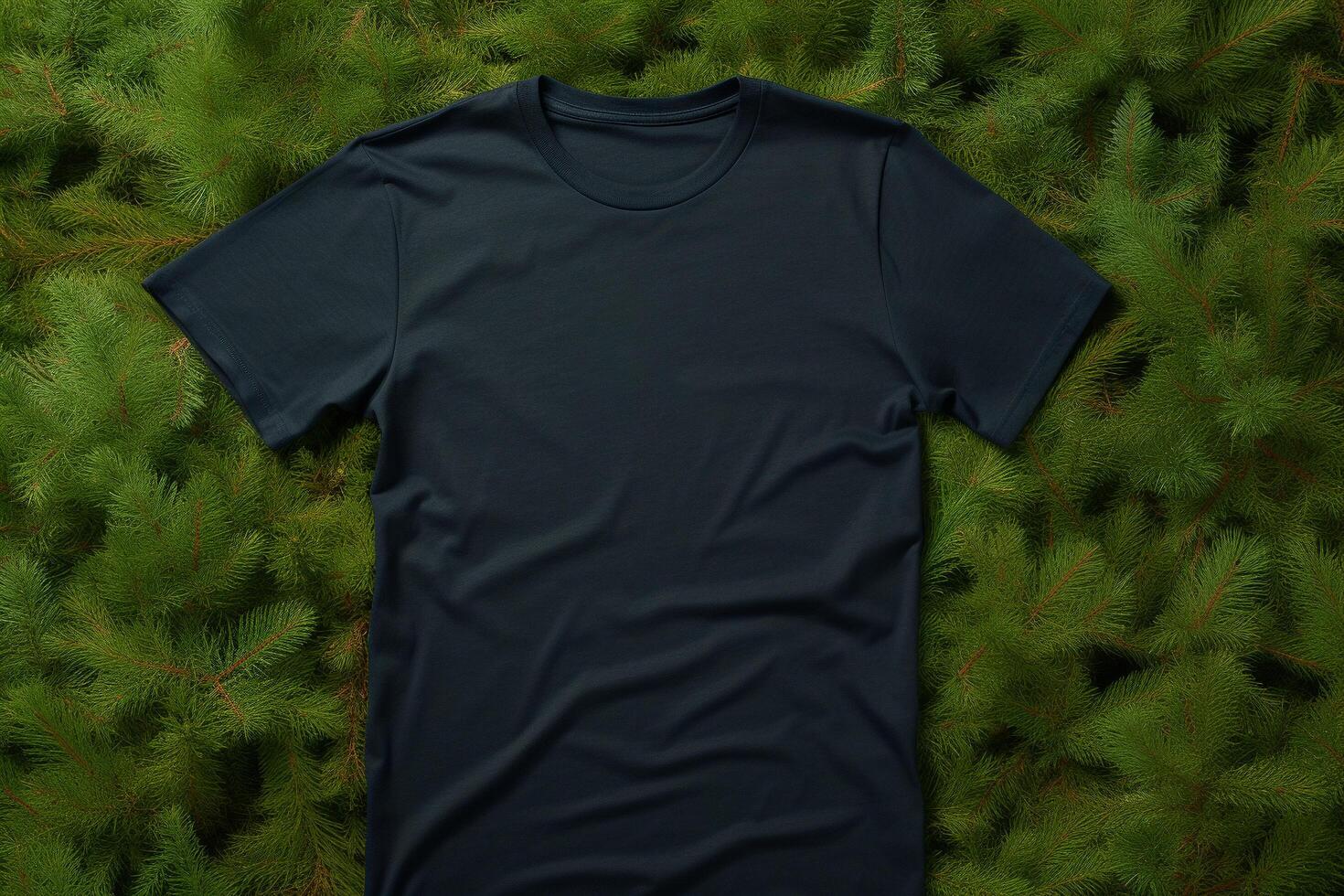 AI generated Black Classic Crewneck T-shirt mockup with model 3 photo