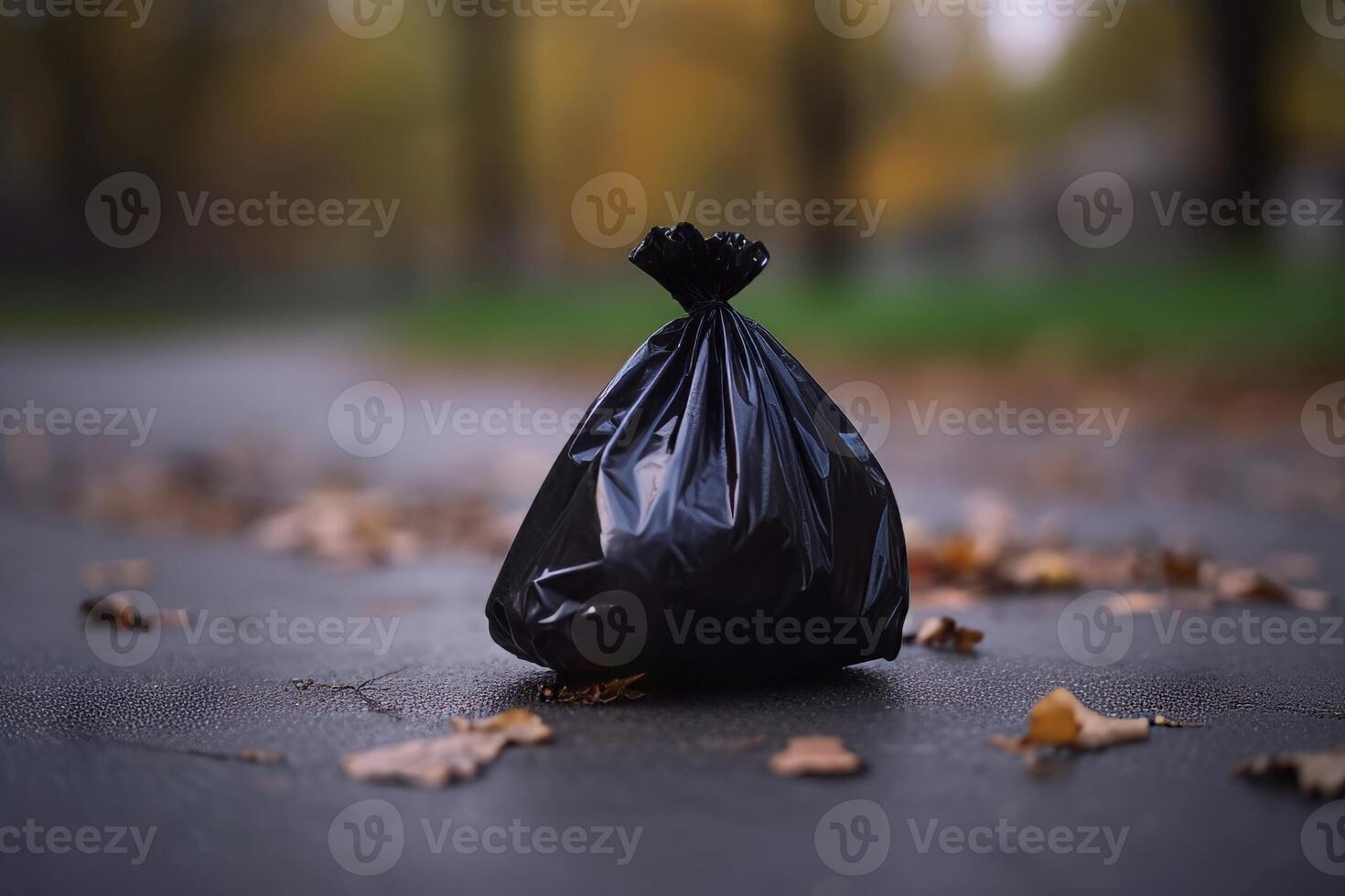 AI generated Plastic poop bag public park pollution. Generate ai photo