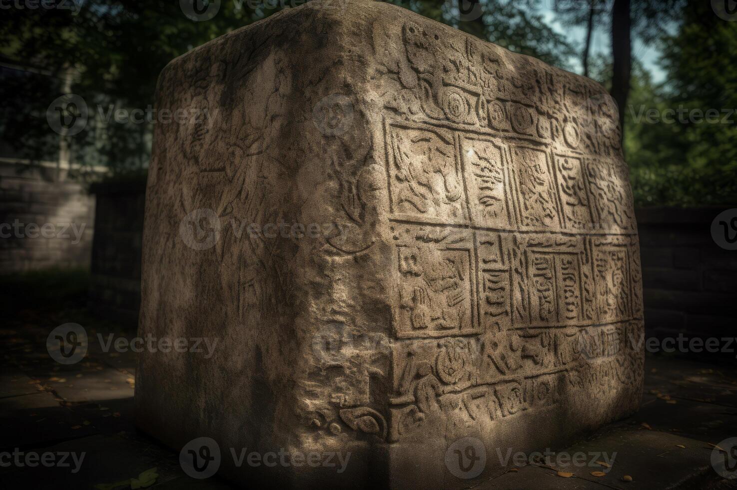 AI generated Ancient stone graffiti. Generate AI photo