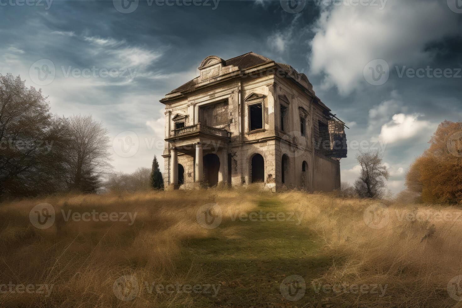 AI generated Abandoned ancient building. Generate Ai photo